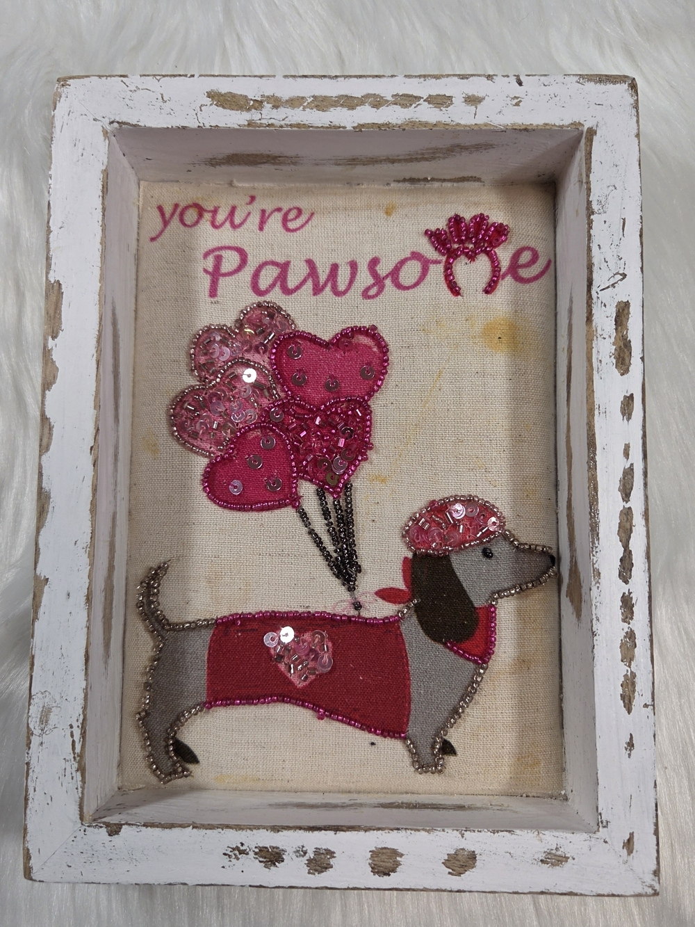 🆕️ Dachshund You're Pawsome Beaded Heart Decor
